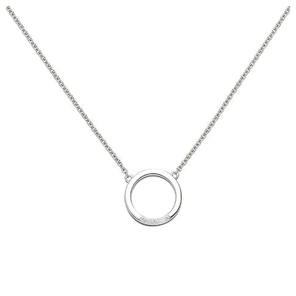 Collier Halskette 585 Gold Weißgold 7 Diamanten Brillanten 43 cm Kette