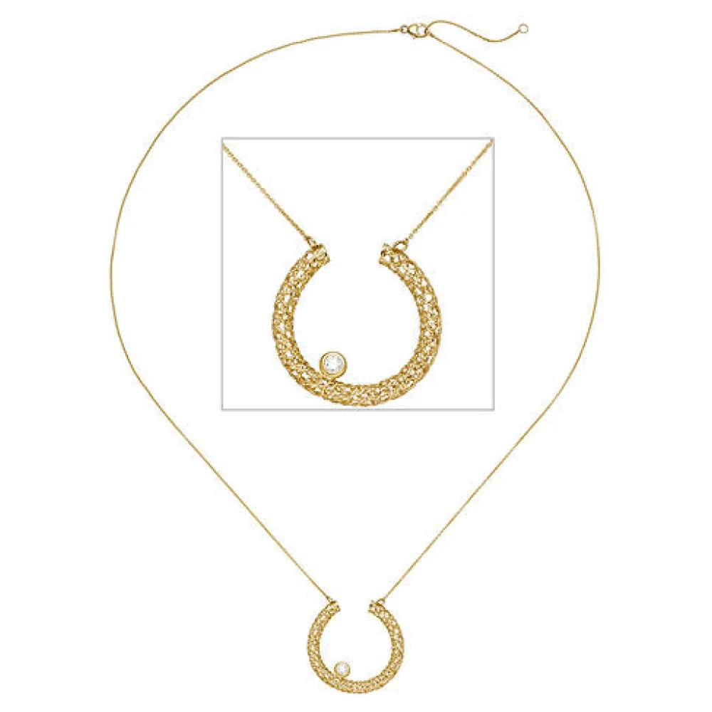 Collier Halskette 750 Gold Gelbgold 1 Diamant Brillant 45 cm Kette Goldkette