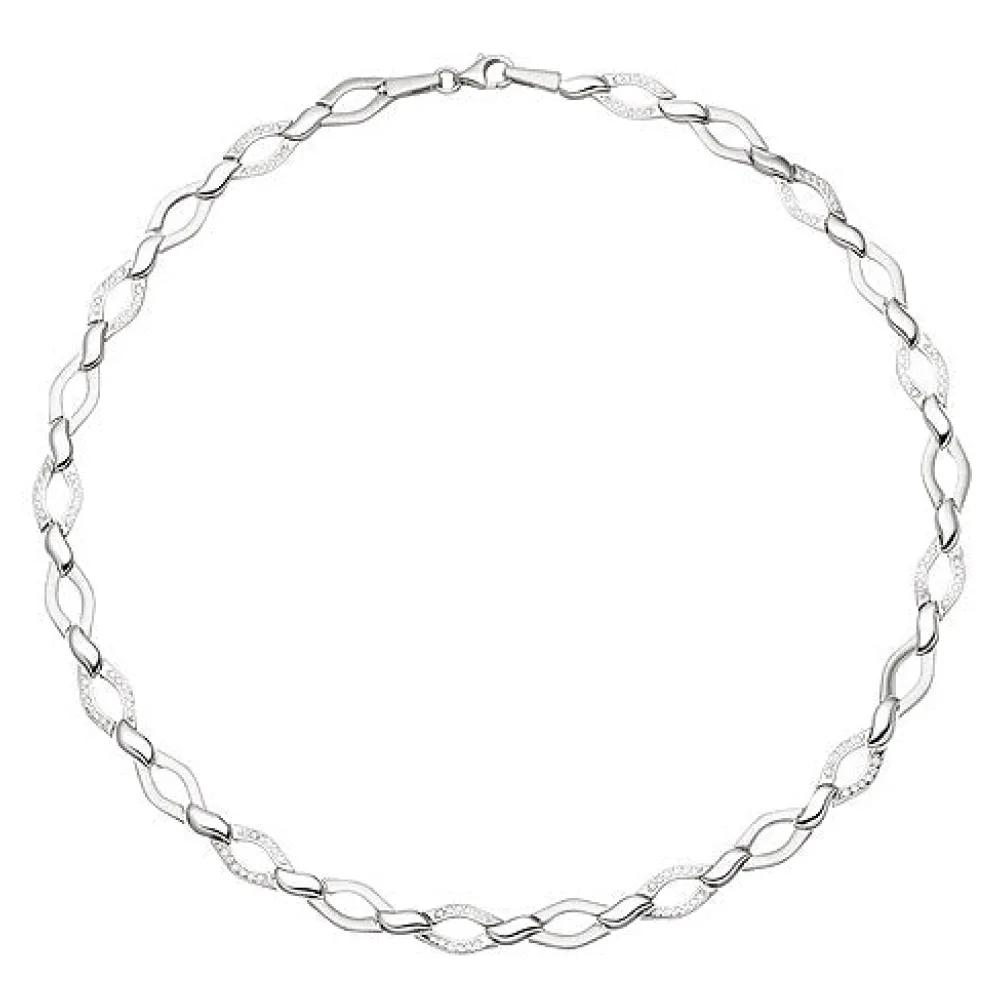 Collier Halskette 925 Silber 144 Zirkonia 45 cm Kette Silberkette