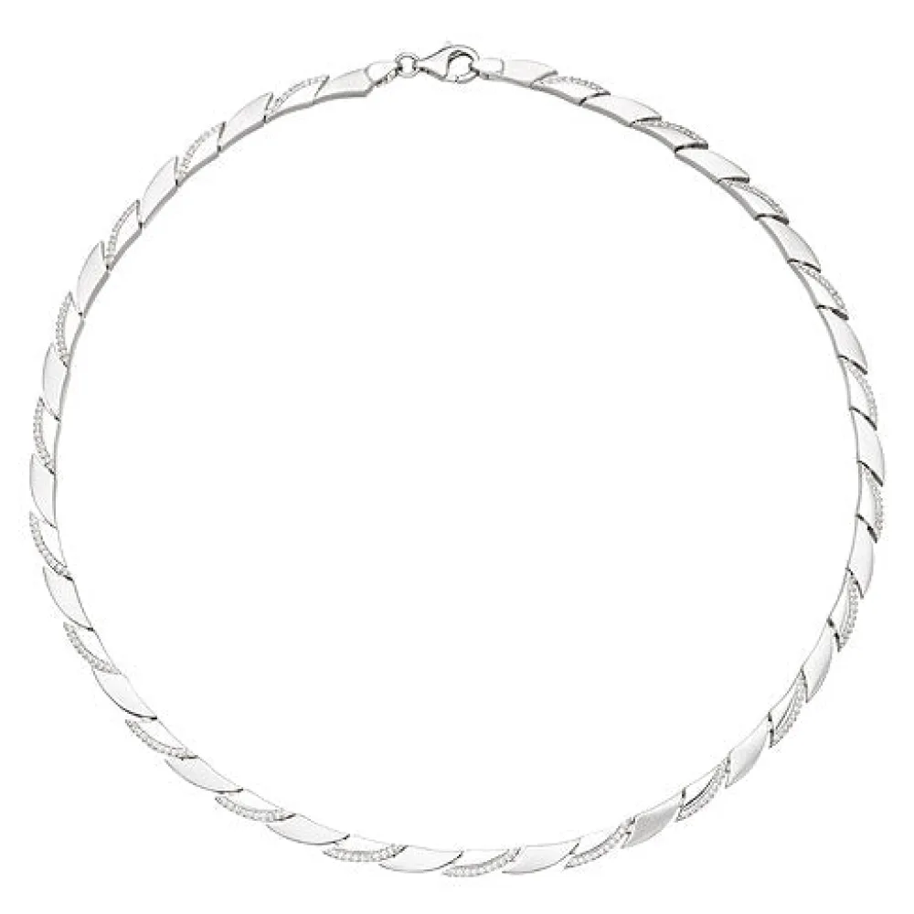 Collier Halskette 925 Silber 210 Zirkonia 45 cm Kette Silberkette