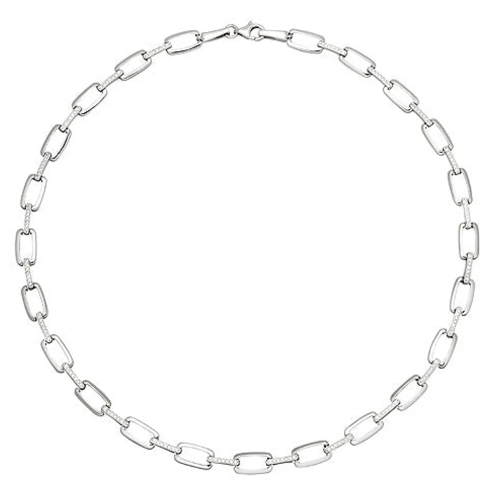 Collier Halskette 925 Sterling Silber 154 Zirkonia 45 cm Kette Silberkette