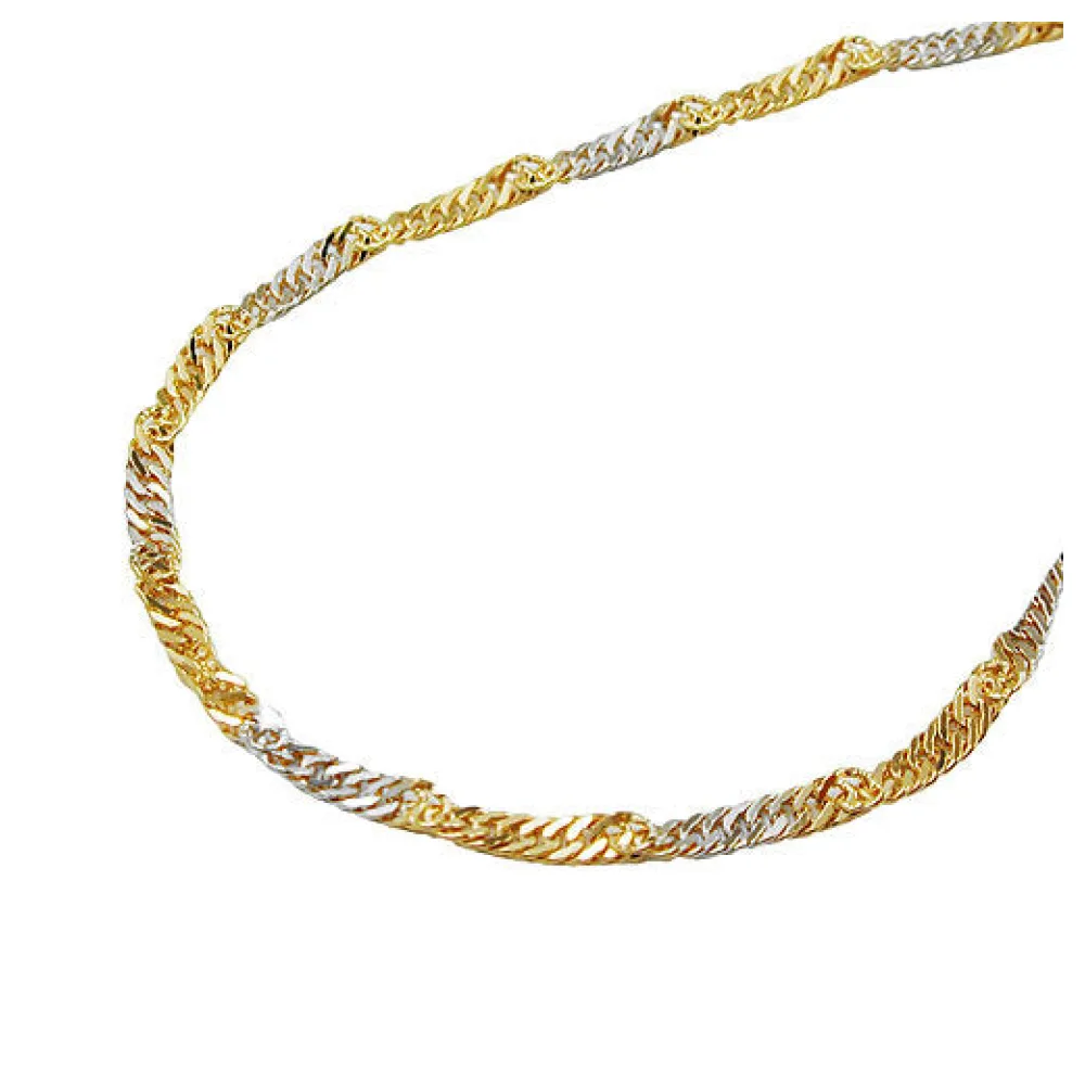 Kette 45cm Singapur bicolor Gold 375-50