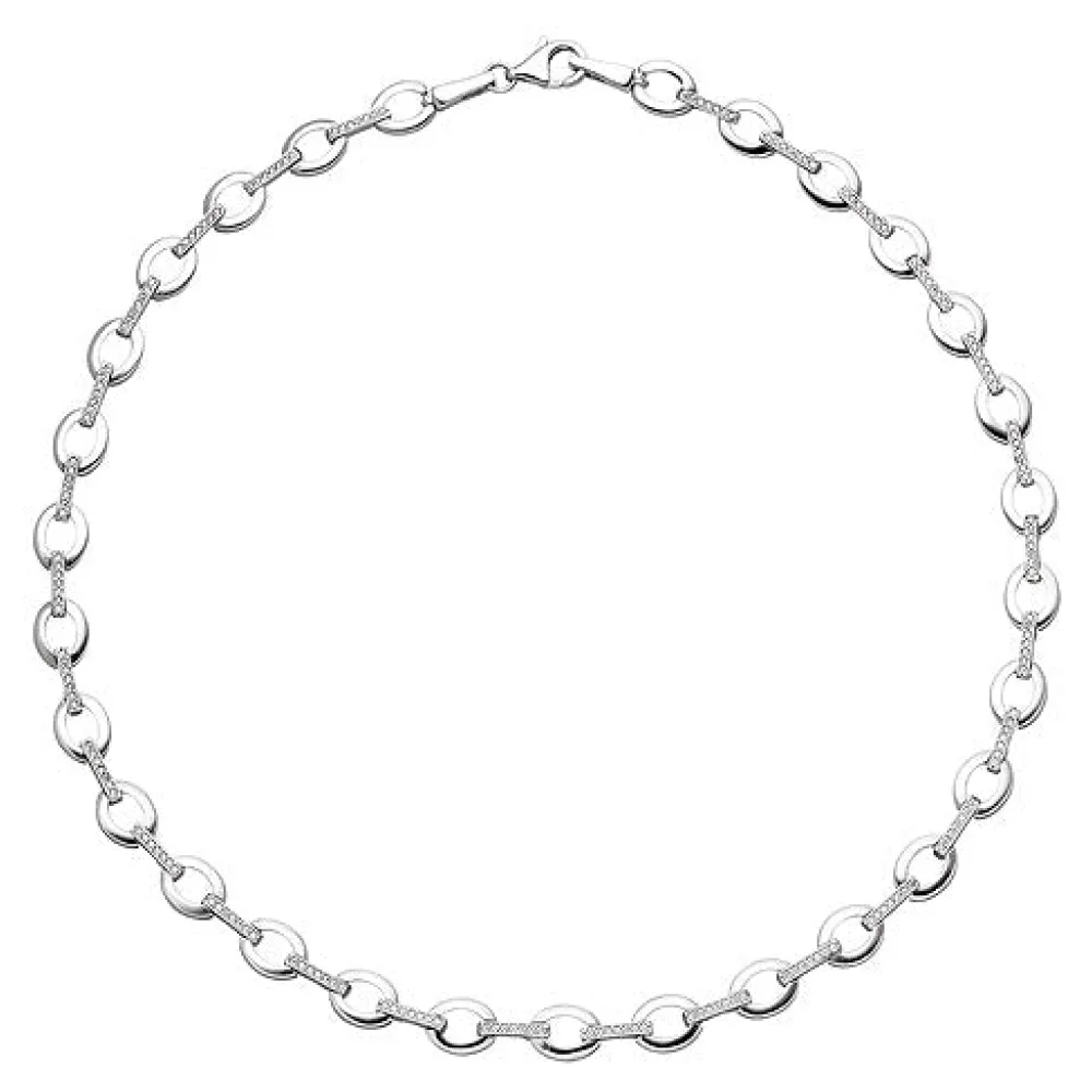 Collier Halskette 925 Sterling Silber 196 Zirkonia 45 cm Kette Silberkette