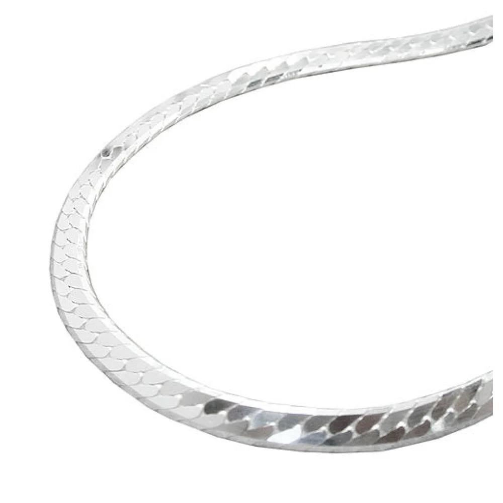 Kette Panzer gedrückt Silber 925-42