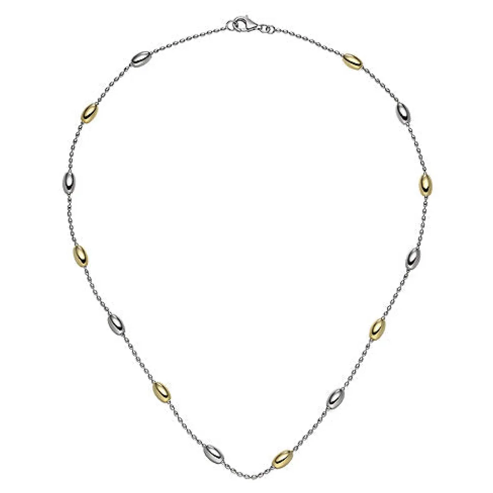 Collier Halskette 925 Sterling Silber bicolor vergoldet 45 cm Kette Silberkette