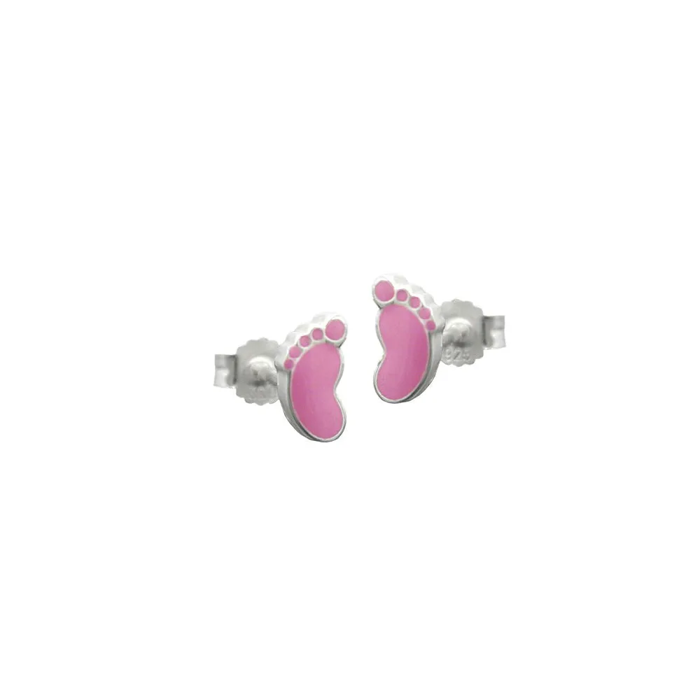 Ohrstecker Fuß rosa Silber 925