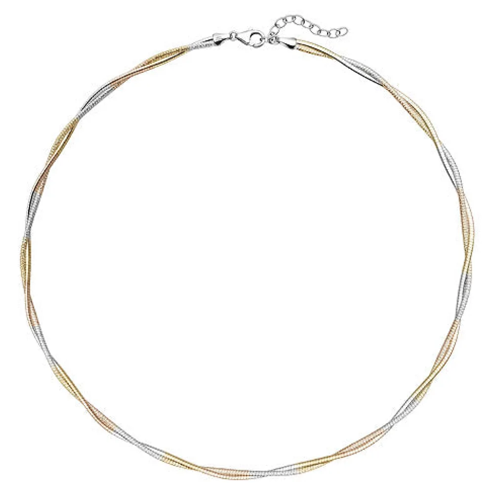 Collier Halskette 925 Sterling Silber bicolor vergoldet 49 cm Kette