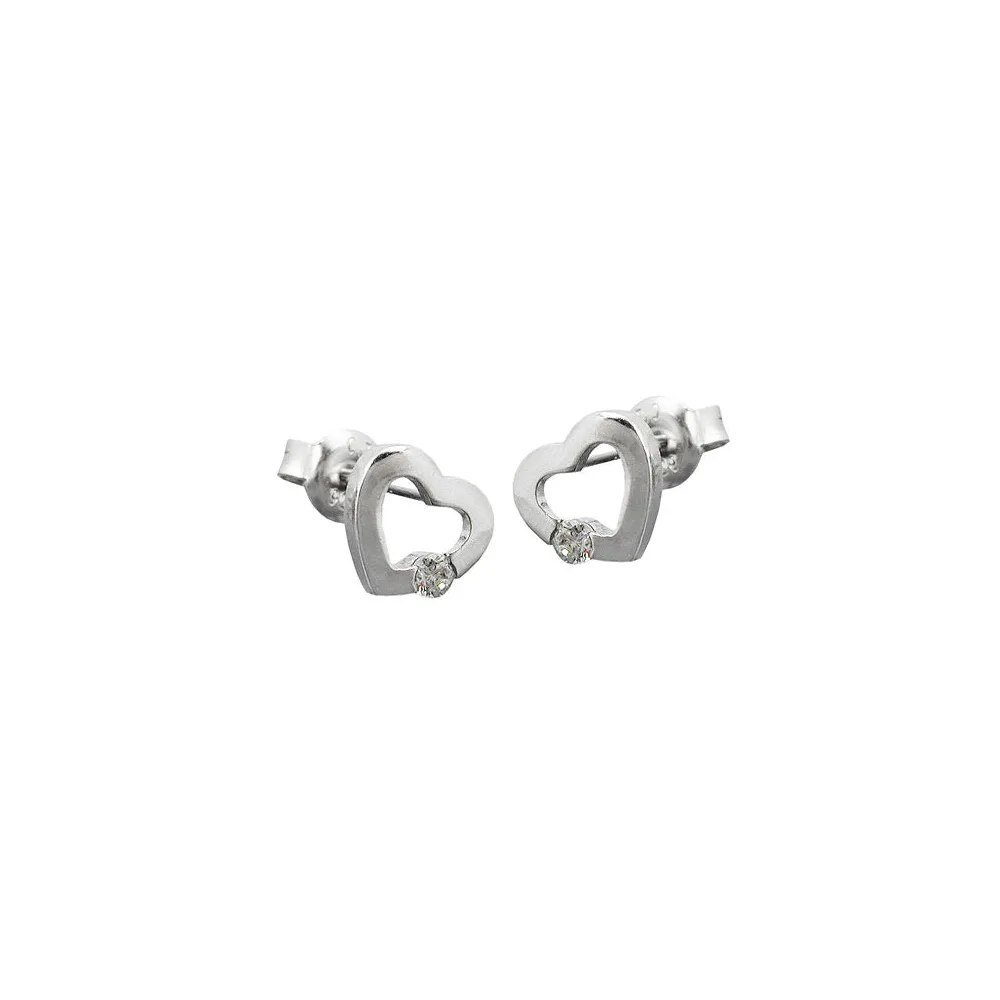 Ohrstecker Herz mit Zirkonia Silber 925