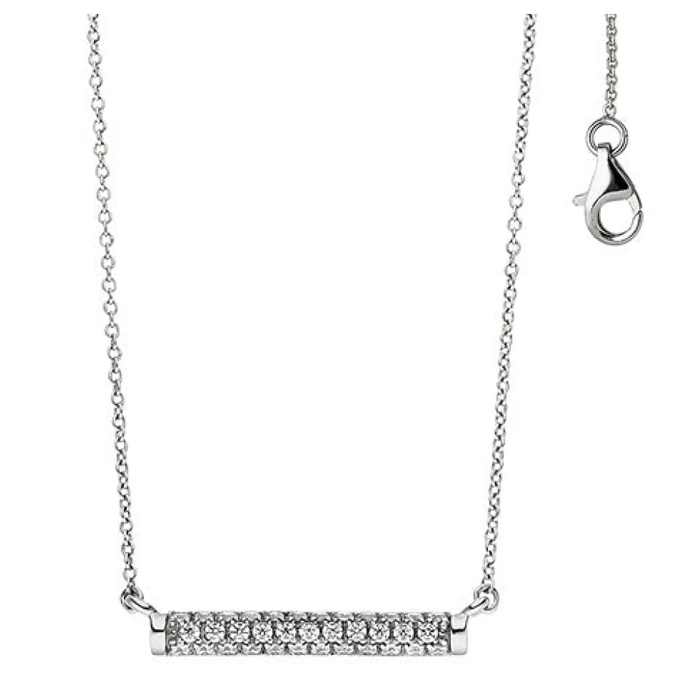 Collier Halskette 925 Sterling Silber mit 35 Zirkonia 45 cm Kette Silberkette