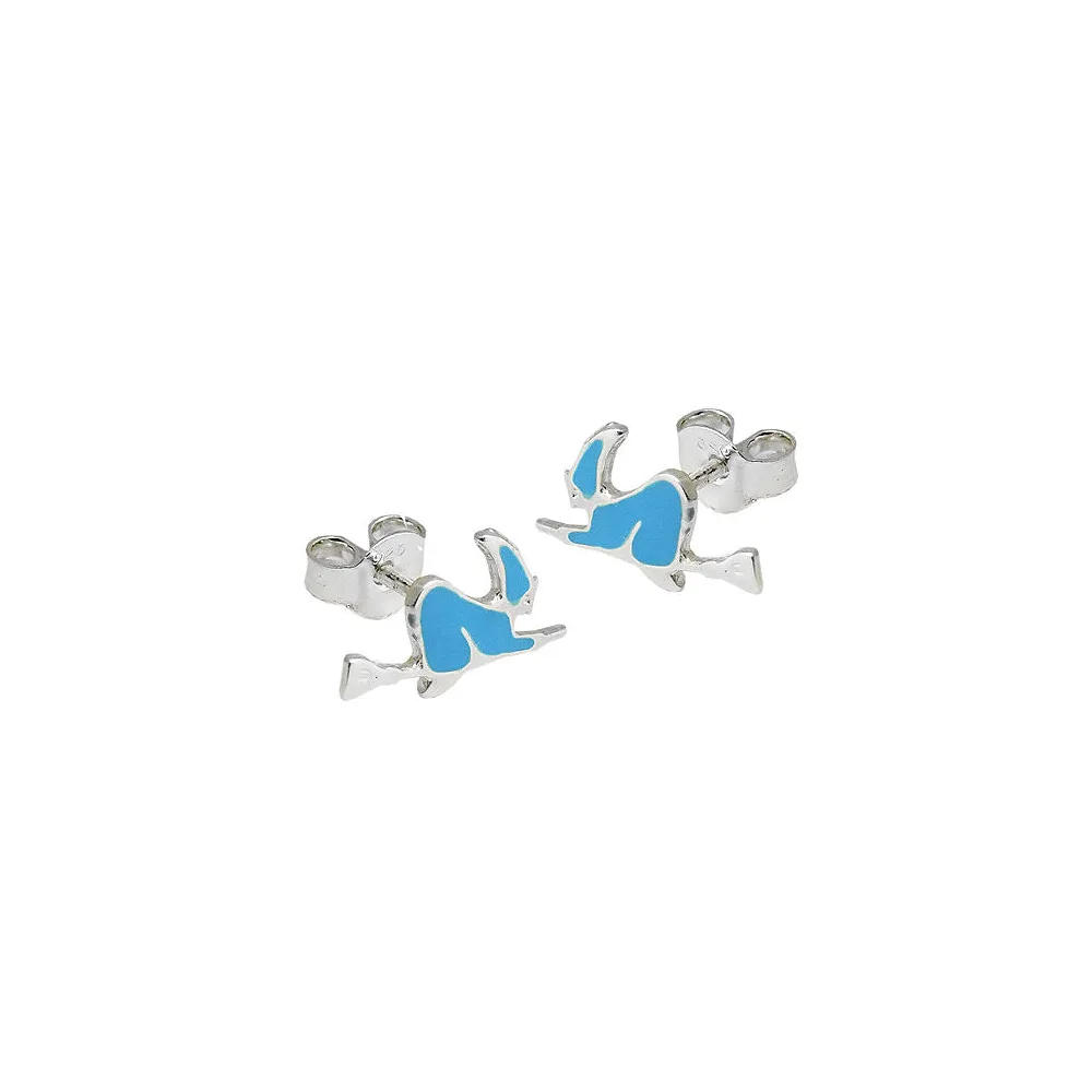 Ohrstecker Hexe blau-emailliert Silber 925