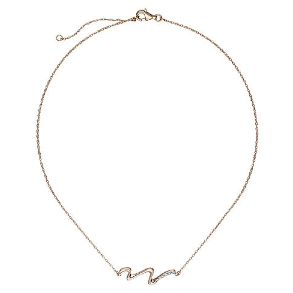 Collier Halskette 925 Sterling Silber rotgold vergoldet mit 6 Zirkonia 45 cm