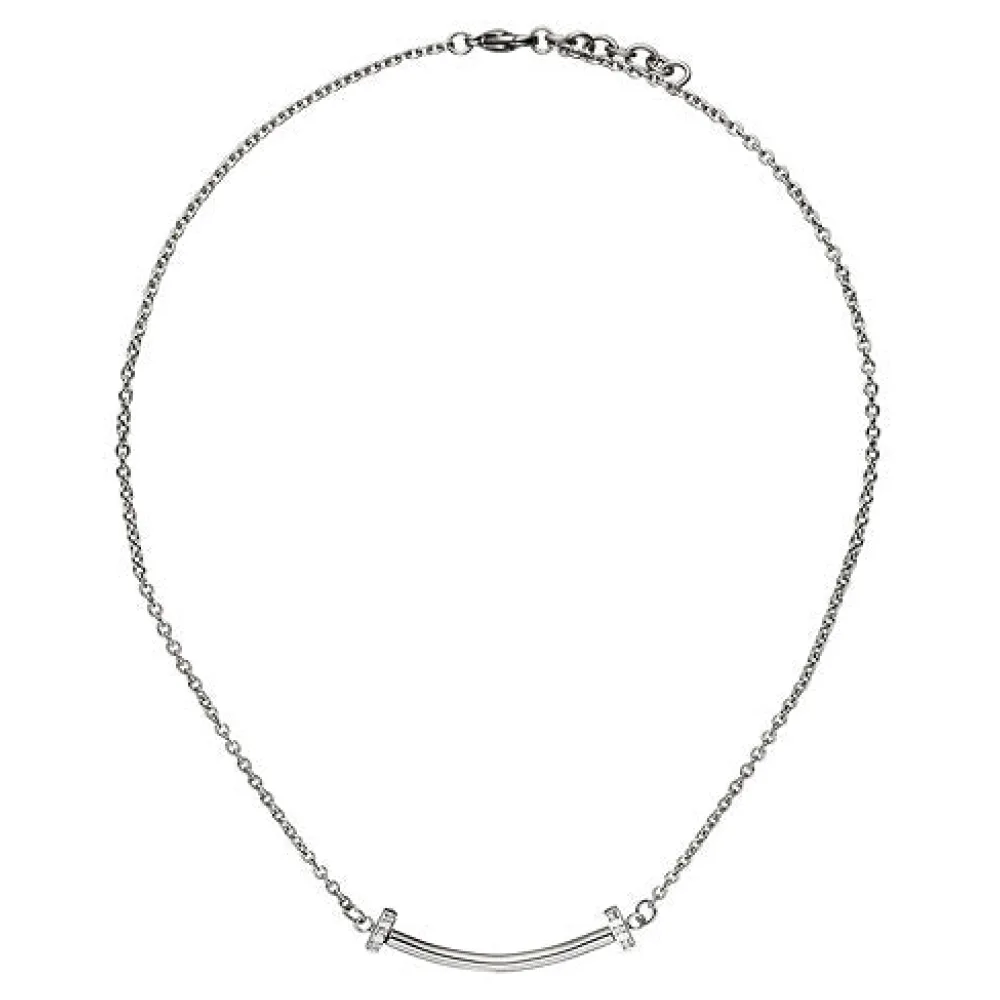 Collier Halskette aus Edelstahl mit 6 Zirkonia 45 cm Kette