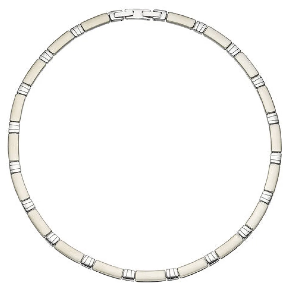 Collier Halskette Halsreif Edelstahl teil matt 47 cm Kette