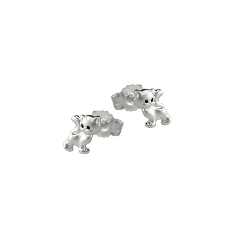 Ohrstecker Katze matt-glänzend Silber 925