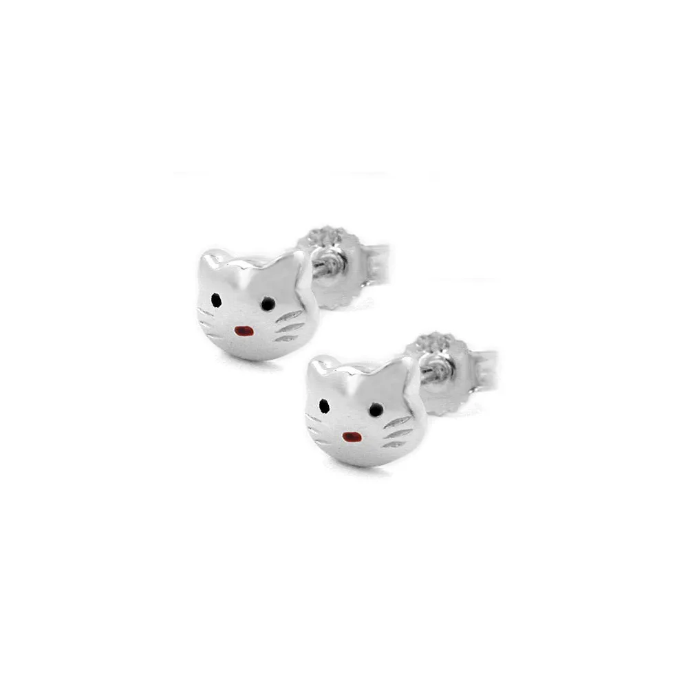Ohrstecker Katzenkopf Silber 925