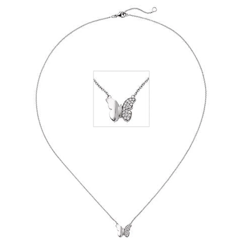 Collier Halskette Schmetterling 585 Weißgold 20 Diamanten Brillanten 45 cm Kette