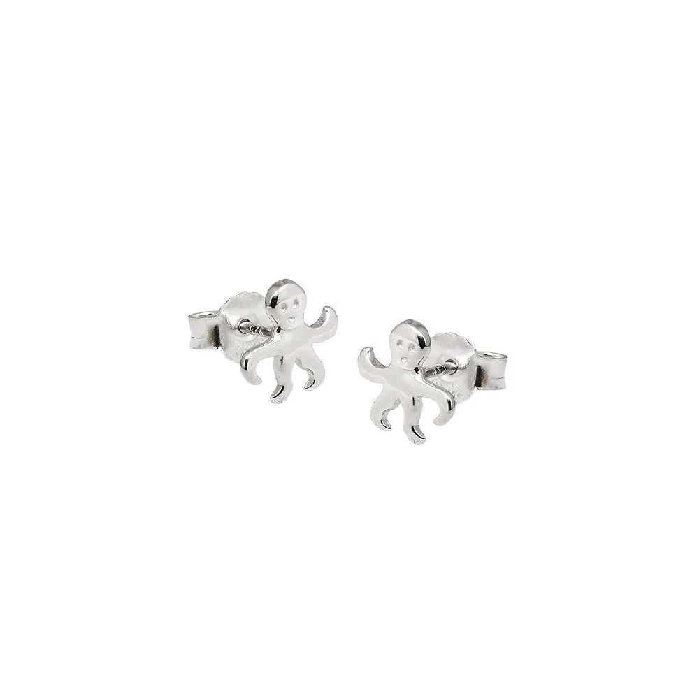Ohrstecker Krake rhodiniert Silber 925
