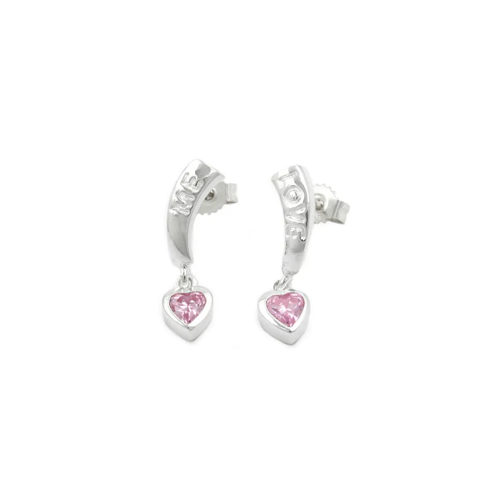 Ohrstecker LOVE Zirkonia-pink Silber 925