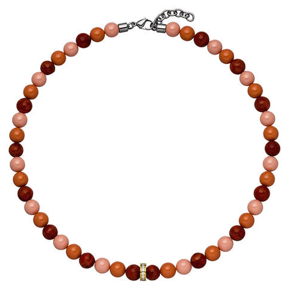 Collier Halskette SWAROVSKI® ELEMENTS und dunkelrote Kugeln 42 cm