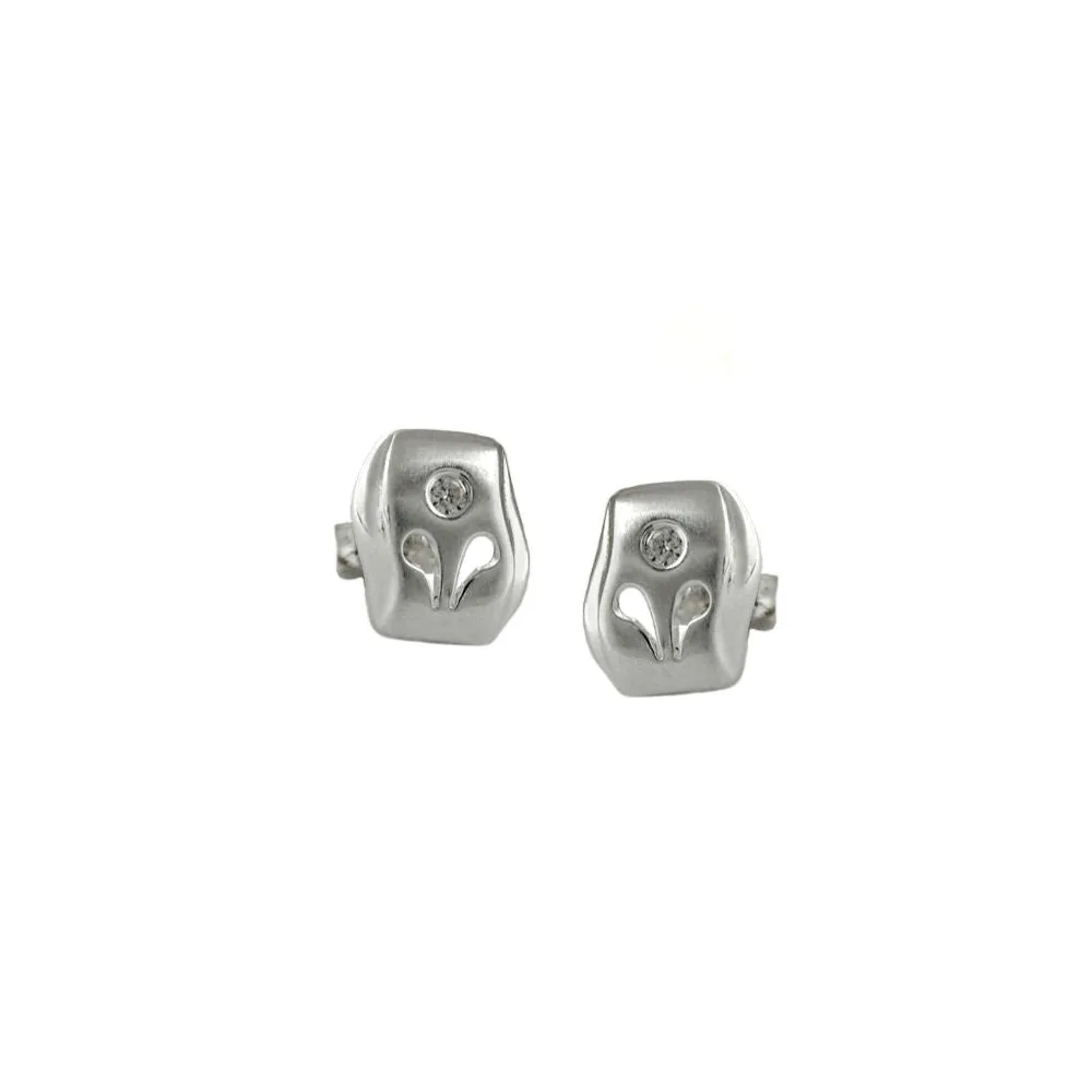 Ohrstecker matt mit Zirkonia Silber 925