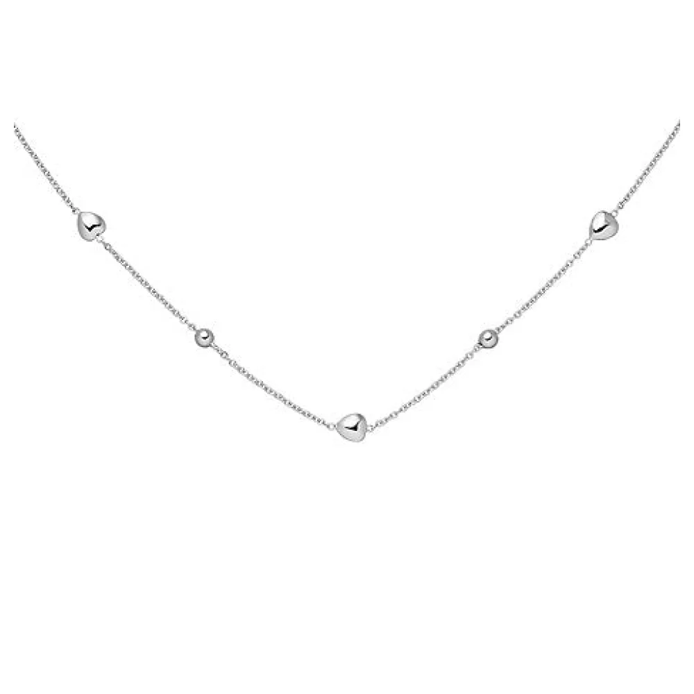Collier Herz Kugel 925 Sterling Silber 45 cm Silberkette Federring