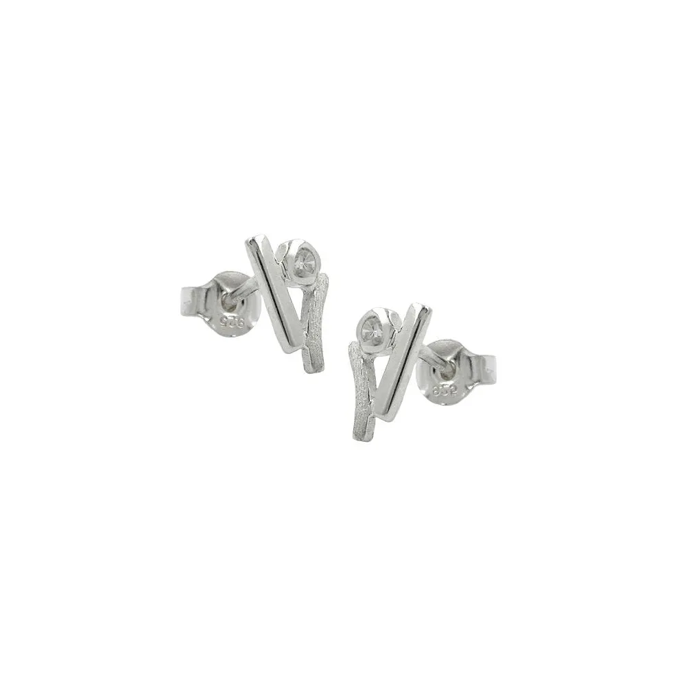 Ohrstecker matt-glänzend Zirkonia Silber 925
