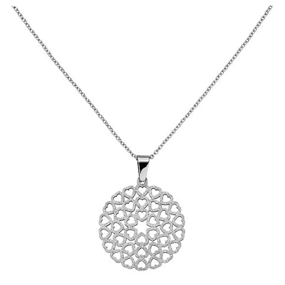 Collier Herzen Edelstahl mattiert 50 cm Karabiner