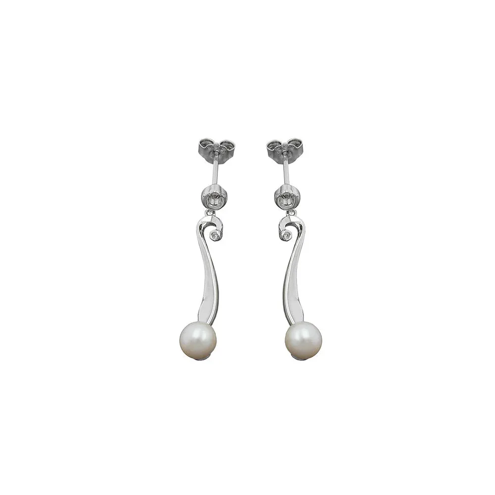 Ohrstecker Perle und Zirkonia Silber 925