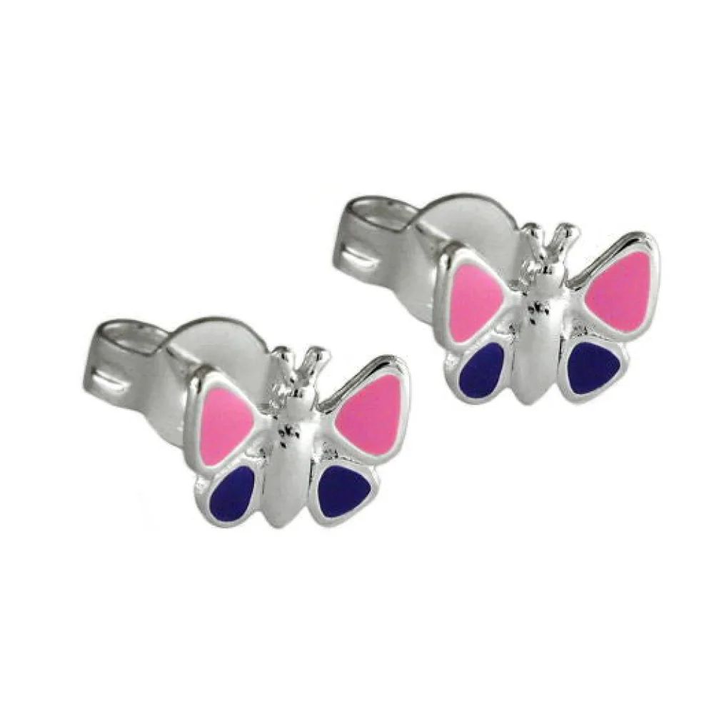 Ohrstecker Schmetterling lila Silber 925