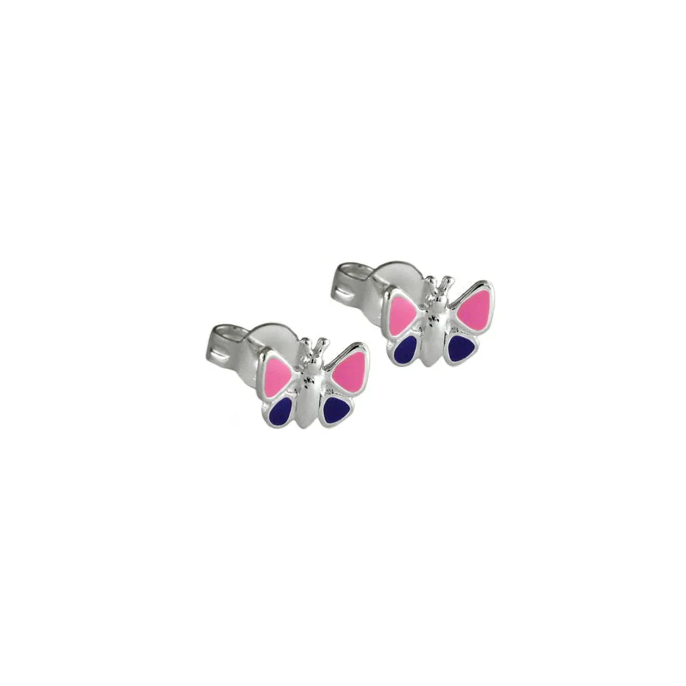 Ohrstecker Schmetterling lila Silber 925