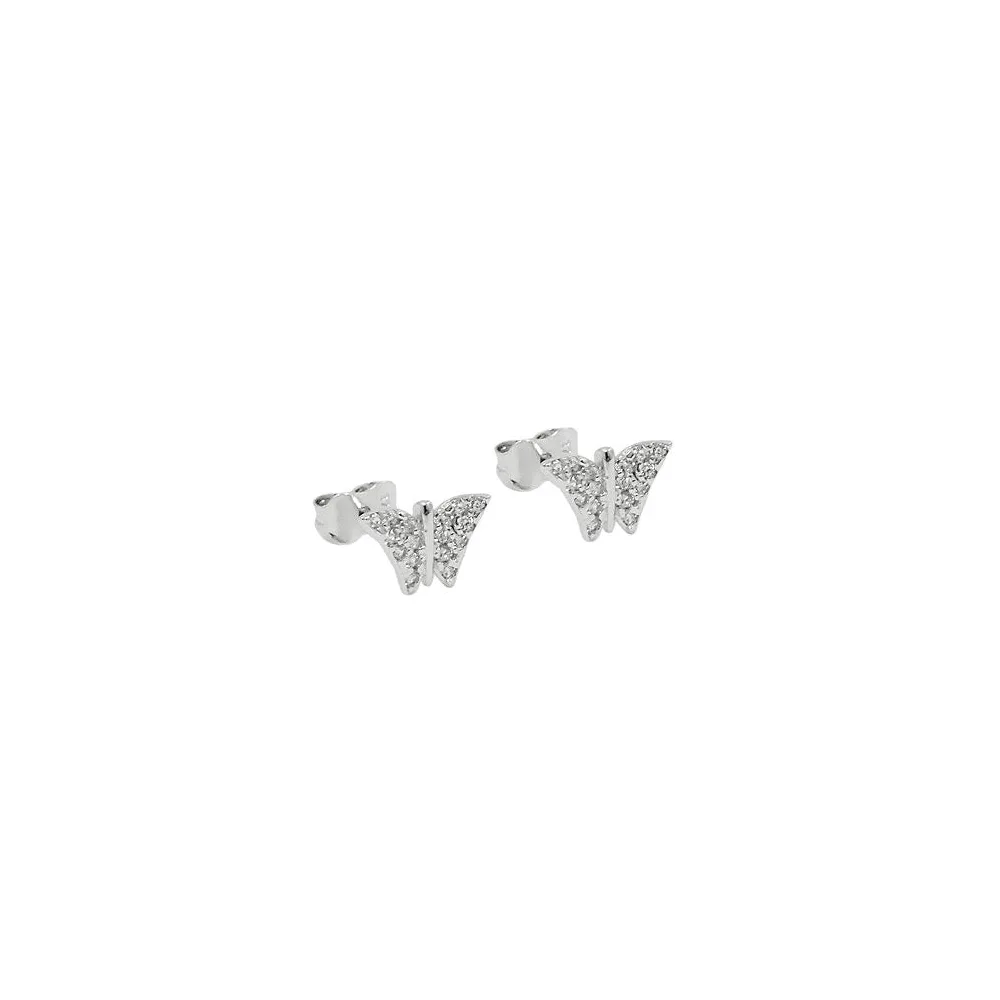 Ohrstecker Schmetterling mit Zirkonia 9Kt Weißgold