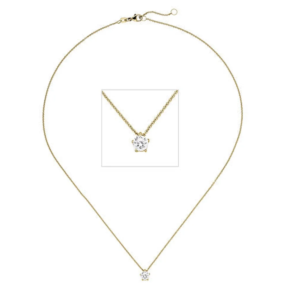 Collier Kette mit Anhänger 585 Gold Gelbgold 1 Diamant Brillant 0 70 ct. 45 cm