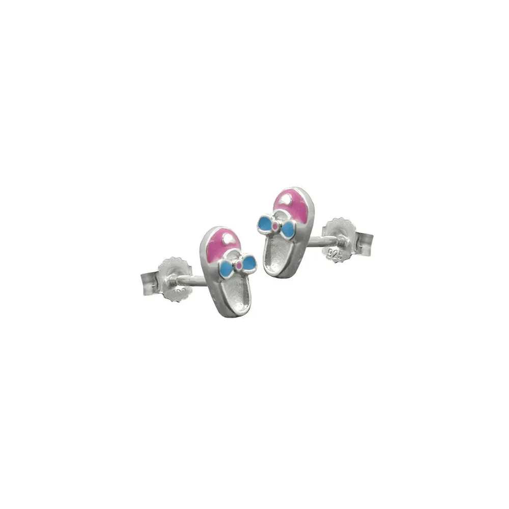 Ohrstecker Schuh rosa-hellblau Silber 925