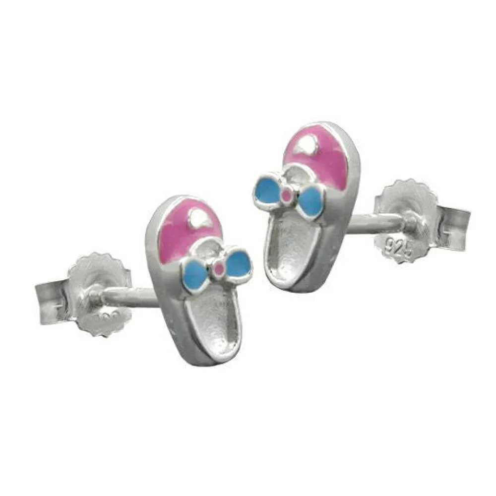 Ohrstecker Schuh rosa-hellblau Silber 925