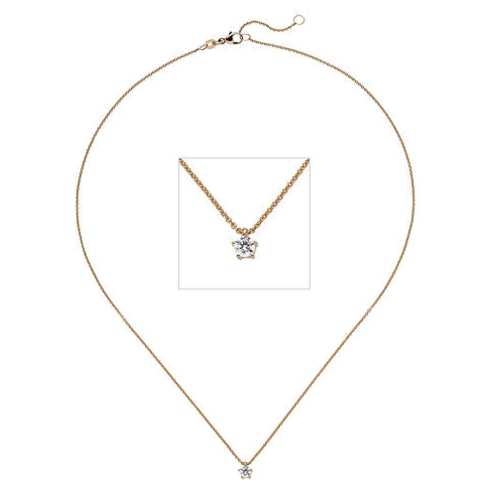 Collier Kette mit Anhänger 585 Gold Rotgold 1 Diamant Brillant 0 15 ct. 45 cm