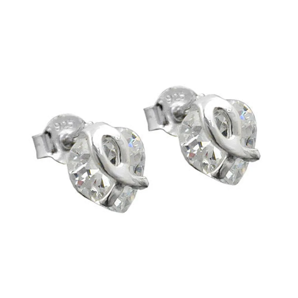 Ohrstecker Zirkonia Herz Silber 925