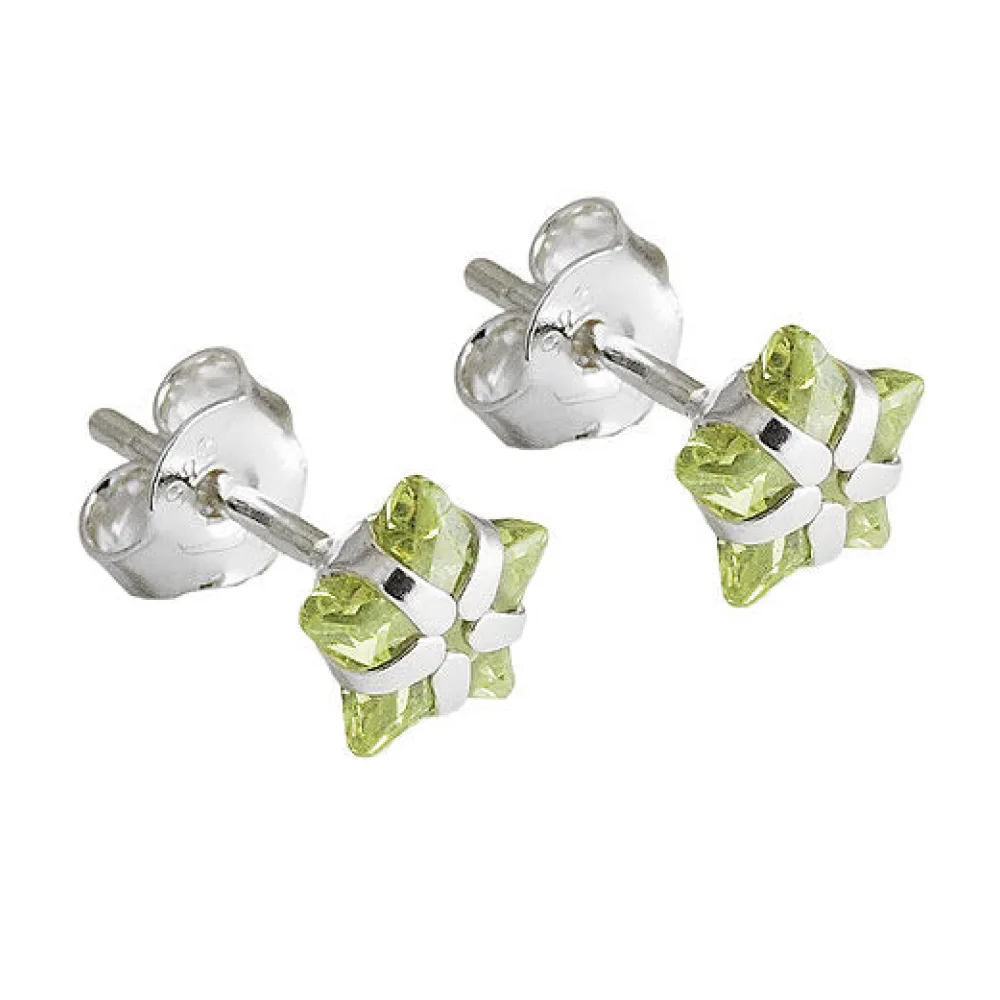 Ohrstecker Zirkonia Stern oliv Silber 925