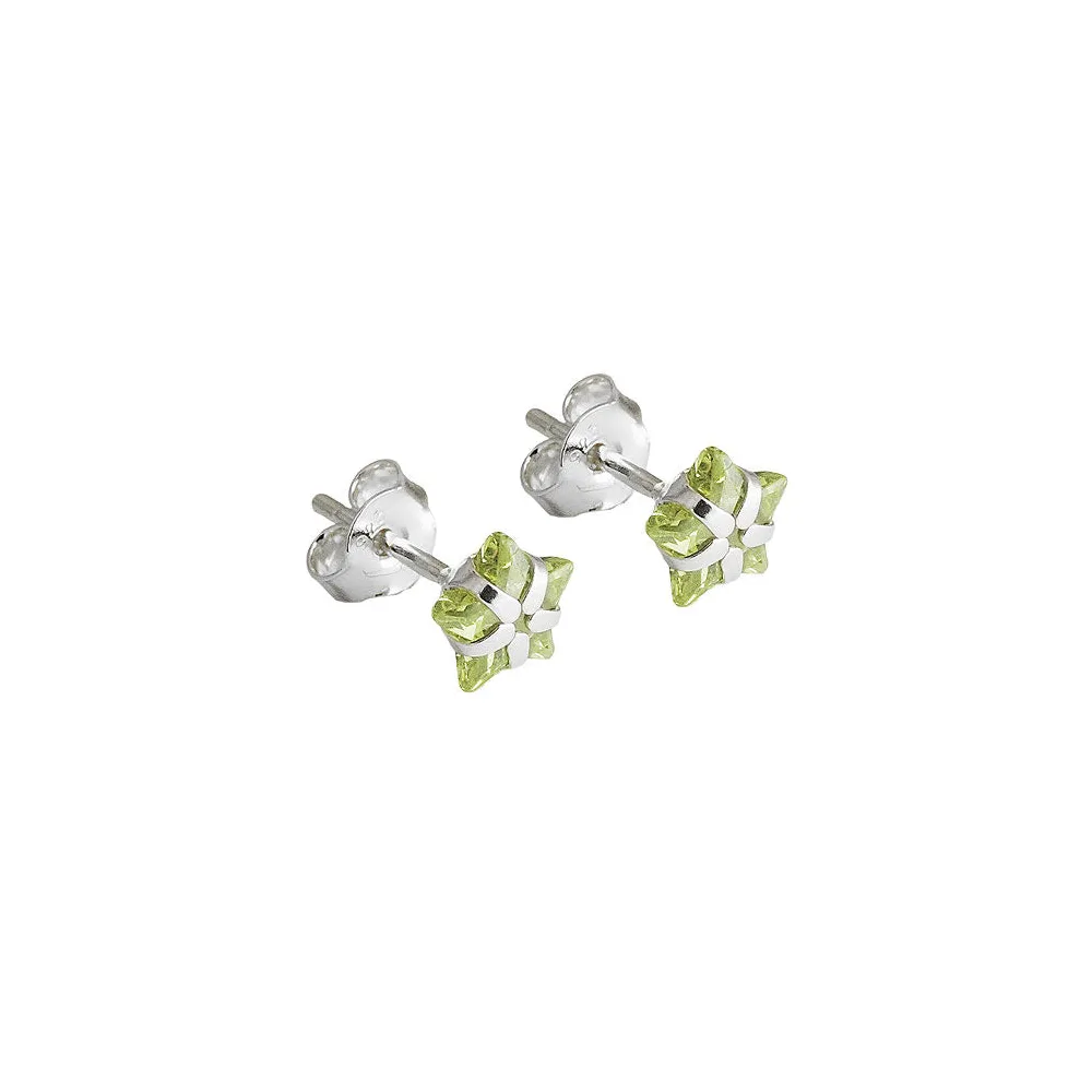 Ohrstecker Zirkonia Stern oliv Silber 925