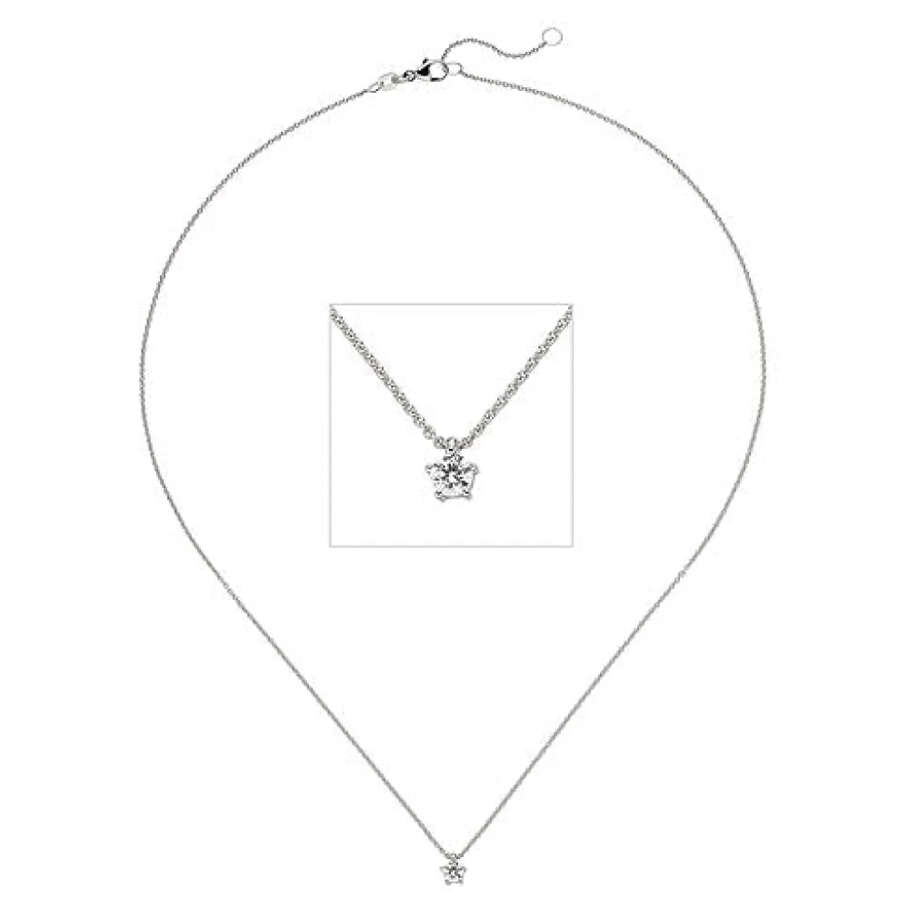 Collier Kette mit Anhänger 585 Gold Weißgold 1 Diamant Brillant 0 25 ct. 45 cm