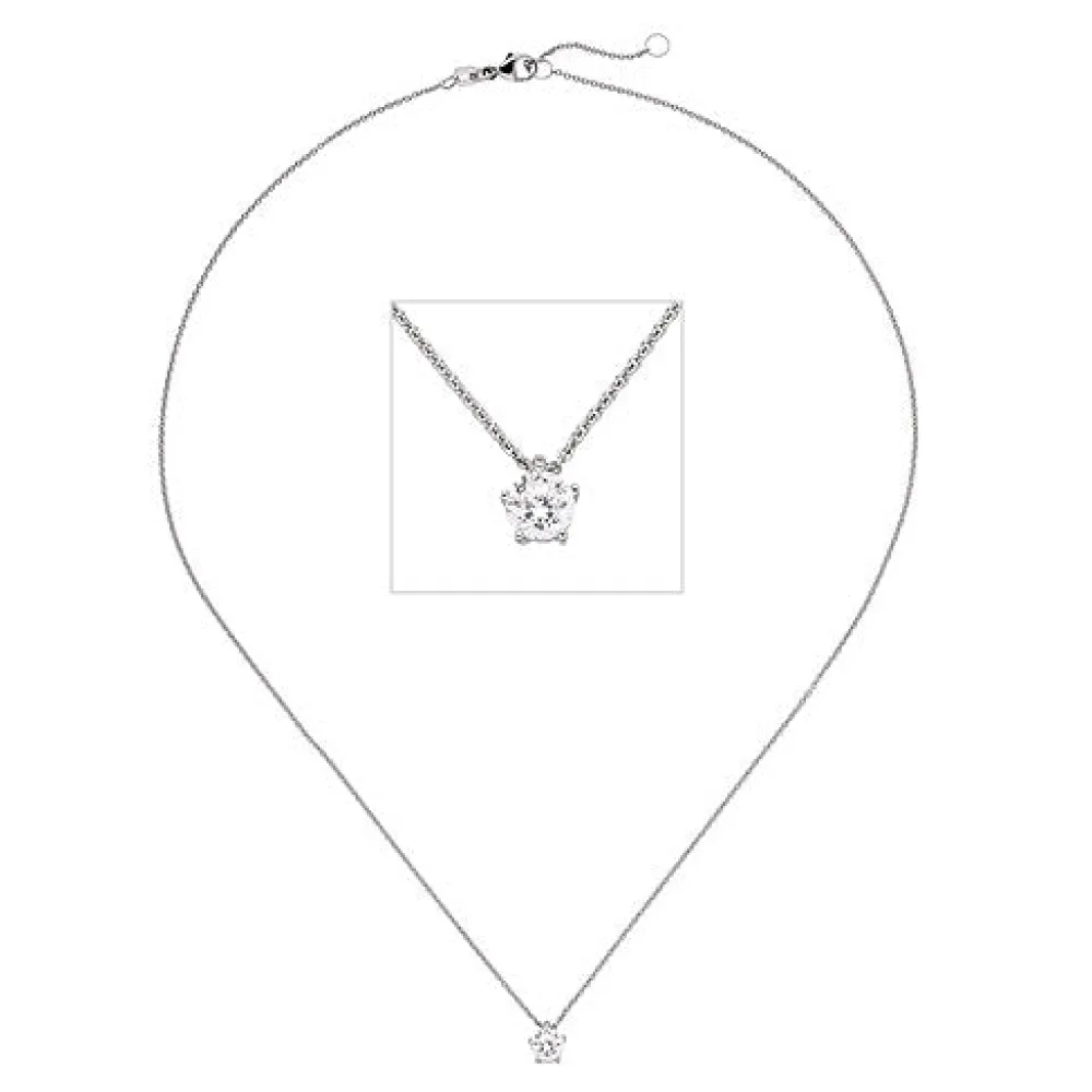 Collier Kette mit Anhänger 585 Gold Weißgold 1 Diamant Brillant 0 50 ct. 45 cm