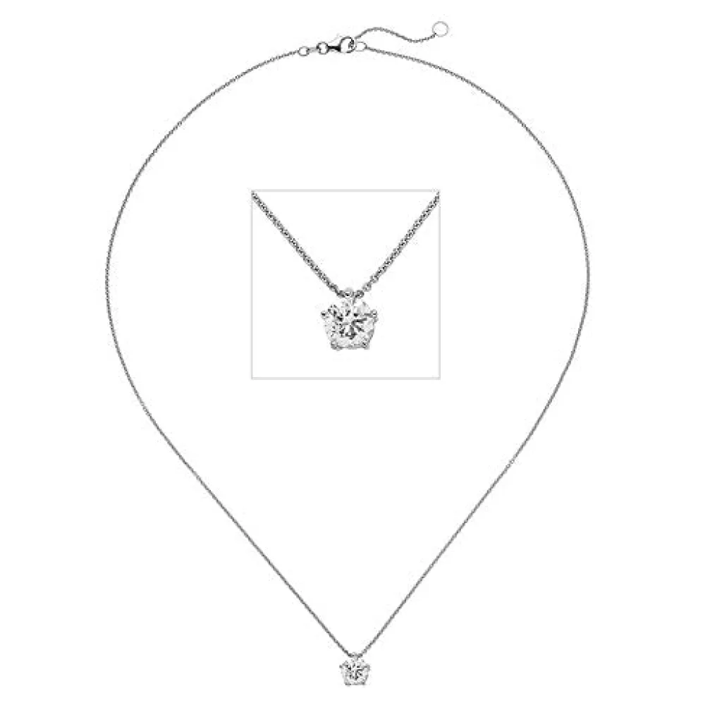 Collier Kette mit Anhänger 585 Gold Weißgold 1 Diamant Brillant 1 0 ct. 45 cm