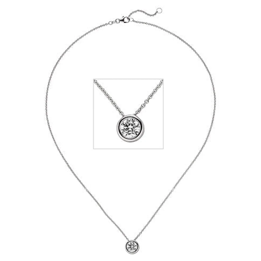 Collier Kette mit Anhänger 585 Gold Weißgold 1 Diamant Brillant 1 0 ct. 45 cm