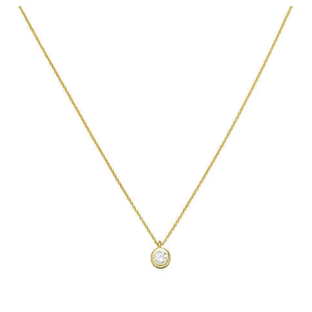 Collier Kette mit Anhänger 925 Silber vergoldet 1 Zirkonia 43 cm Kette
