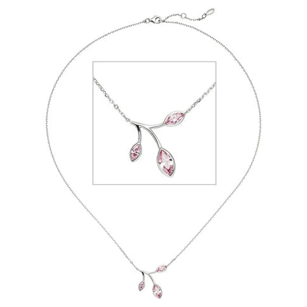 Collier Kette mit Anhänger 925 Sterling Silber 3 Zirkonia rosa 45 cm Kette
