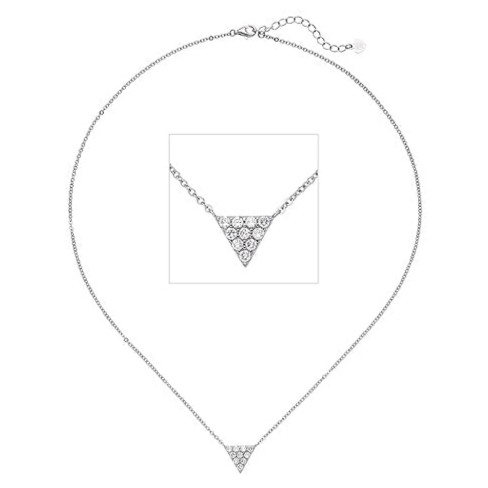 Collier Kette mit Anhänger Dreieck 925 Silber 10 Zirkonia 46 cm Halskette