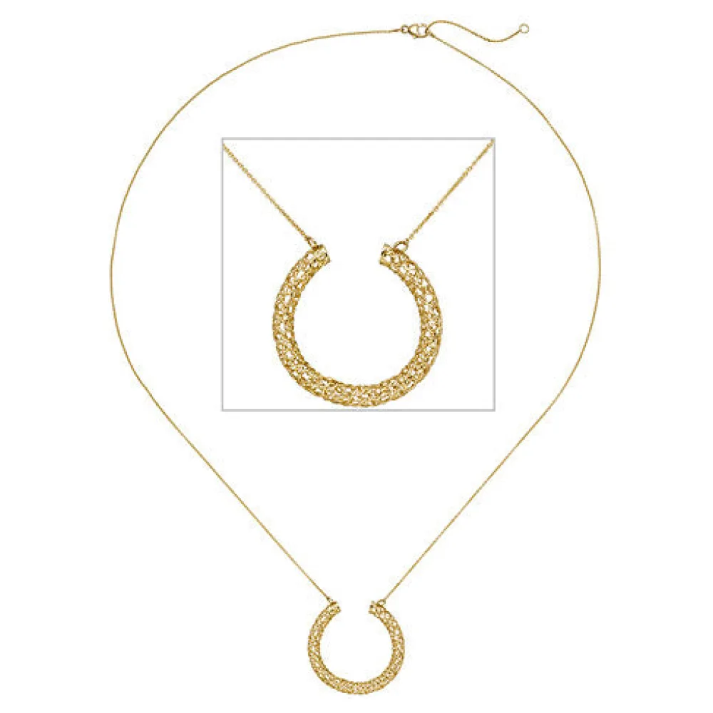Collier Kette mit Anhänger Geflecht 750 Gold Gelbgold 45 cm Goldkette