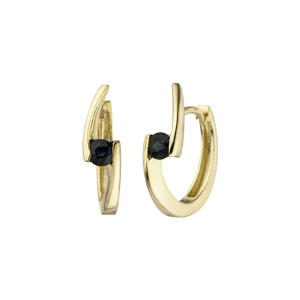 Creolen 333 Gold Gelbgold 2 blaue Safire Ohrringe Goldohrringe