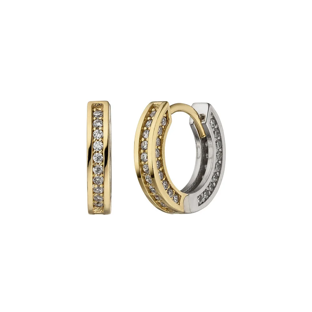 Creolen 333 Gold Gelbgold Weißgold bicolor 56 Zirkonia Ohrringe