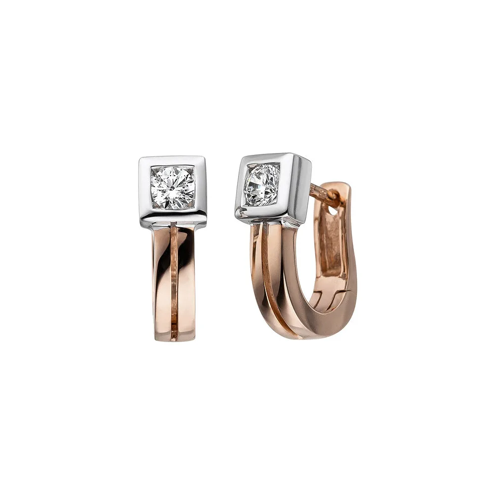 Creolen 375 Gold Rotgold 2 Zirkonia Ohrringe Rotgoldcreolen Rotgoldohrringe