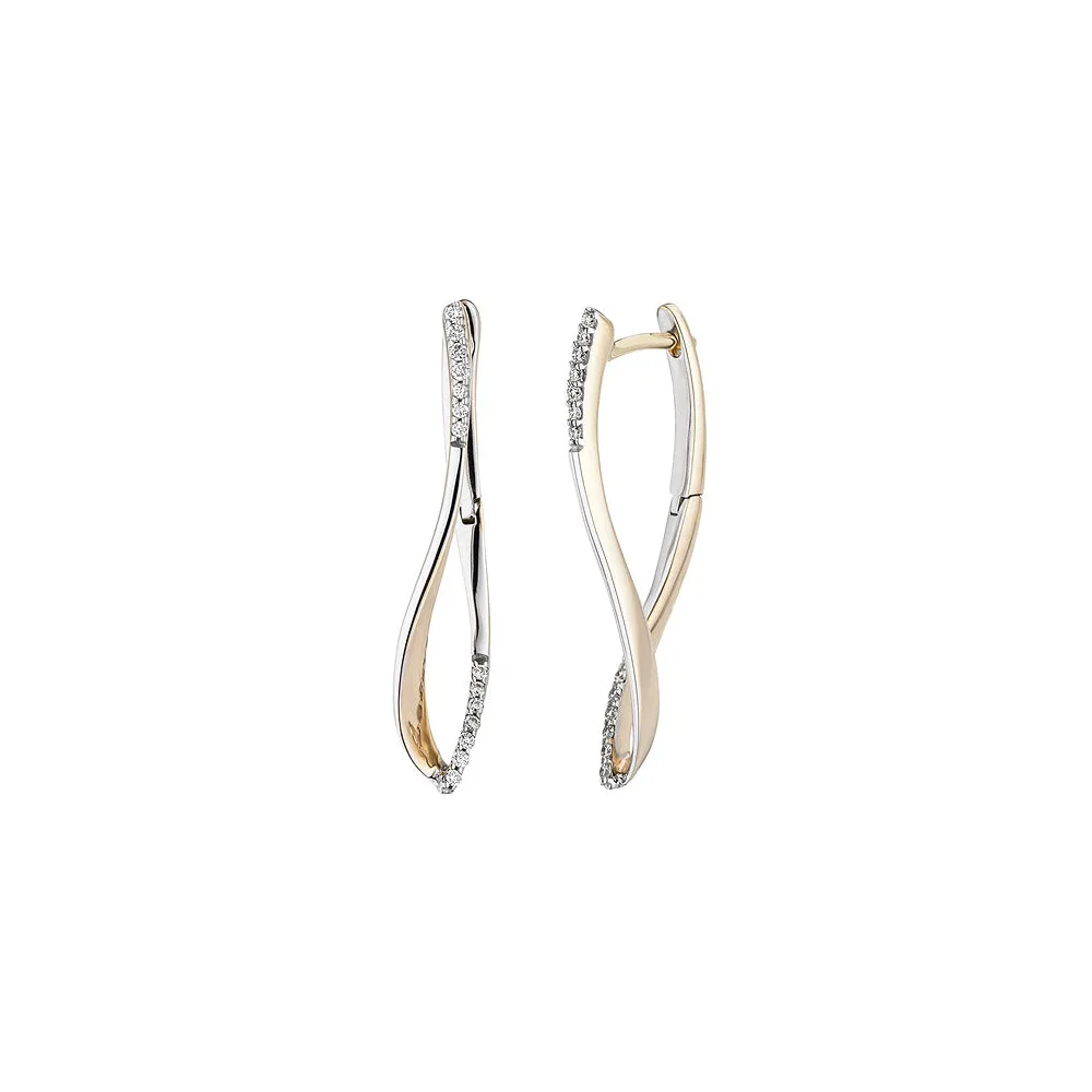 Creolen 585 Gold Gelbgold bicolor 28 Diamanten Brillanten 0 12ct. Ohrringe